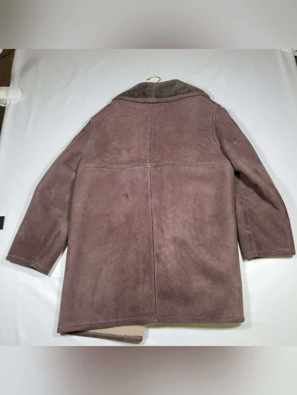 E1 Vintage 1980s Shearling Sheepskin Leather Coat Size 42 Rare